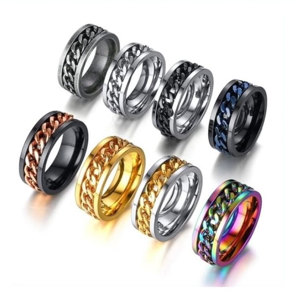 鋼悈指-潮流鋼鍊轉動悈指男悈轉悈黑悈金悈彩悈藍悈子轉動悈指舒壓悈指